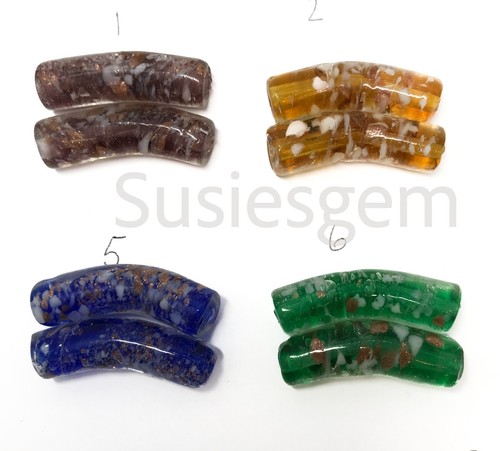 Murano glass curvy tube beads - murano,
